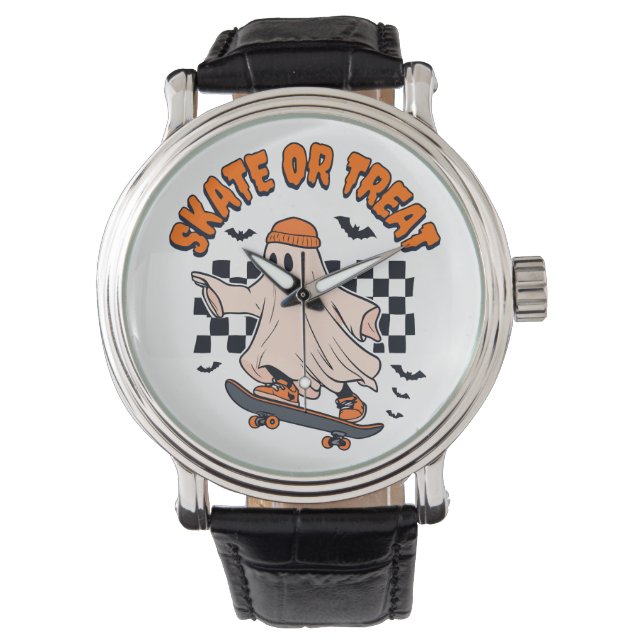Skate or Treat Ghost Halloween Watch (Front)