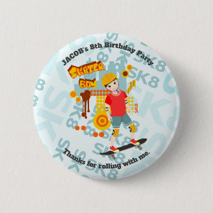 Skate Park Fun Boy Birthday Party 6 Cm Round Badge