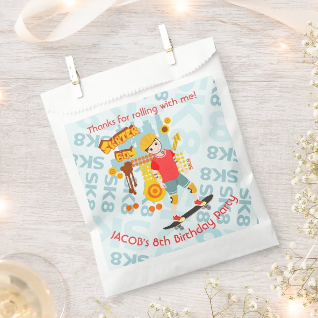 Skate Park Fun Boy Birthday Party Favour Bags (Clipped)