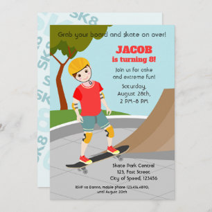 Skate Park Fun Boy Birthday Party Invitation