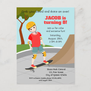 Skate Park Fun Boy Birthday Party Invitation Postcard