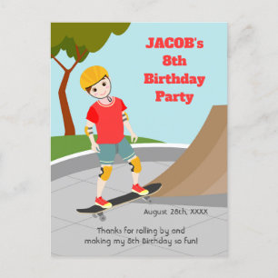 Skate Park Fun Boy Birthday Party Postcard