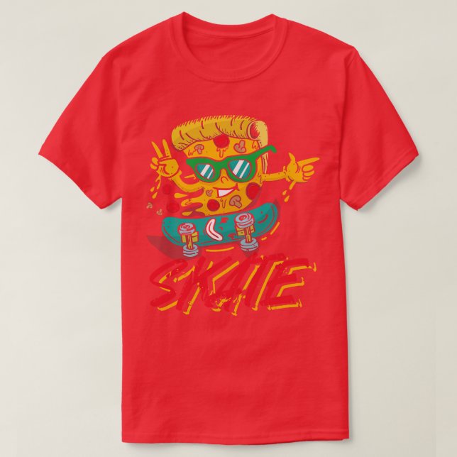 Skate Pizza delicious italian flatbread T-Shirt (Design Front)