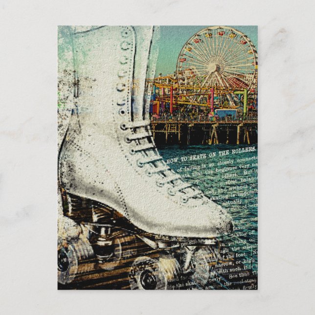 Skate Postcard Santa Monica Pier Roller Skating (Front)