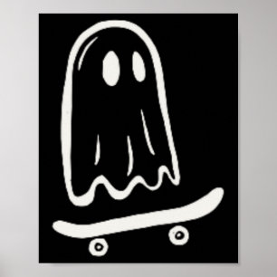 Skate Rad Skating Ghost Halloween Skateboarding  Poster
