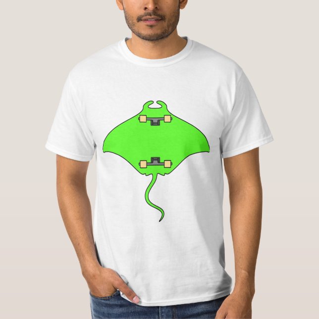 SKATE RAY STINGRAY SKATEBOARD FISHING FUN FUNNY T-Shirt (Front)