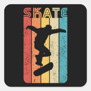 Skate Retro Vintage Skateboarding Gift Square Sticker