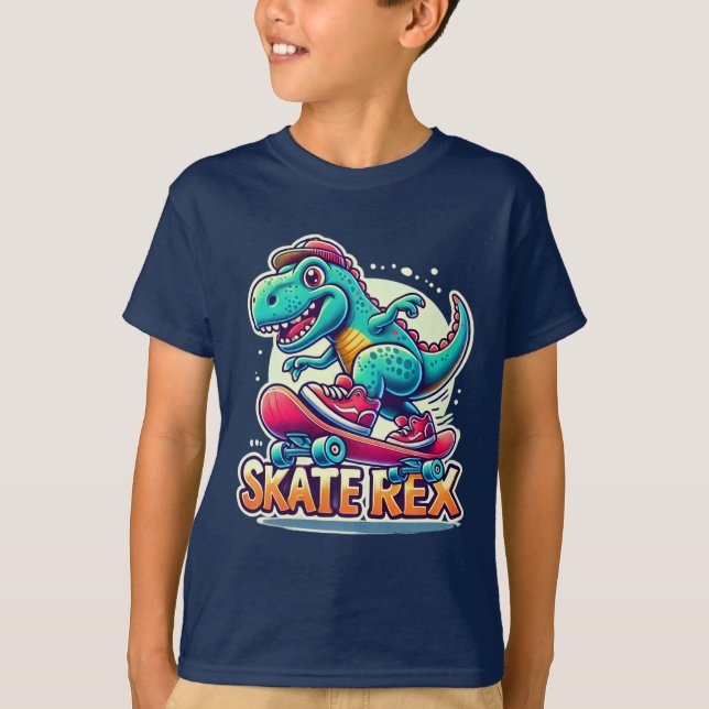 Skate Rex - Cool Dinosaur T-Shirt (Front)