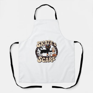 Skate & Scare � Cute Black Cat Roller Skating Over Apron