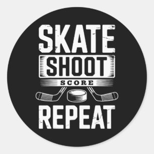 Skate Shoot Score Repeat (2) Classic Round Sticker