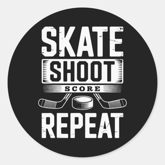 Skate Shoot Score Repeat (2)  Classic Round Sticker (Front)