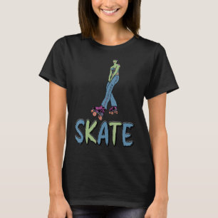 Skate Skater Girl Roller Skates Boho Hippie Girl T-Shirt