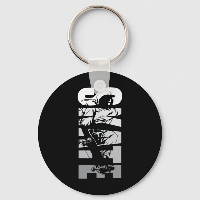 Skate Skater Skateboard Retro 90s  Key Ring (Front)