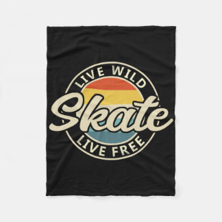 Skate Vintage 80s 90s Retro 1 Fleece Blanket