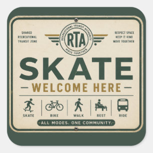 Skate Welcome Here Shared Mobility Sticker