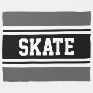 SKATE Wide Bright Red Black White Racing Stripes Fleece Blanket