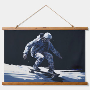 Skateboard Action Sport Painting Abstract Art Deco Hanging Tapestry