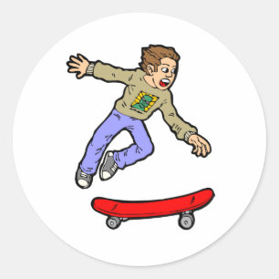 Skateboard Air Jump Skateboarding Fun Skateboard Classic Round Sticker