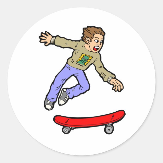 Skateboard Air Jump Skateboarding Fun Skateboard Classic Round Sticker (Front)