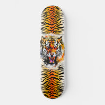 Skateboard Art- Snarling Tiger with Stripes