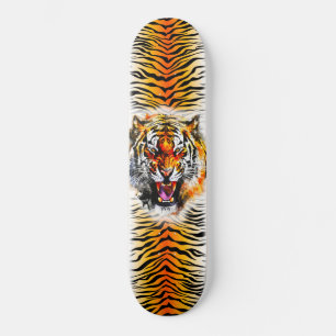 Skateboard Art- Snarling Tiger with Stripes