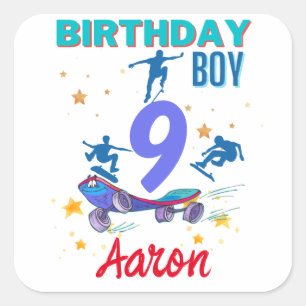 Skateboard Birthday Boy Party Colorful  Square Sticker