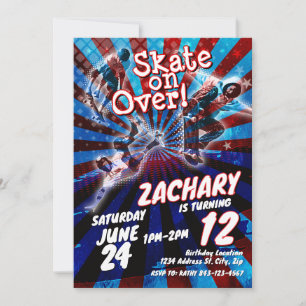 Skateboard birthday invitation