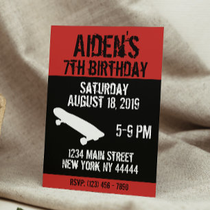 Skateboard Birthday Invitation, Skate board, teen Invitation