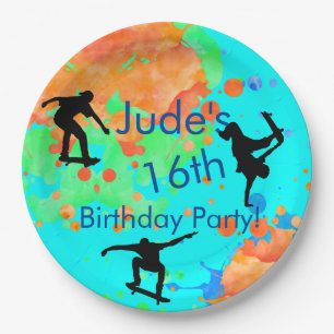 Skateboard Birthday Party Paper Plates
