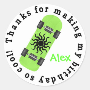 Skateboard Birthday Stickers