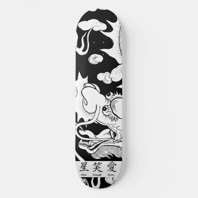 SKATEBOARD BLACK AND WHITE DRAGON (Front)