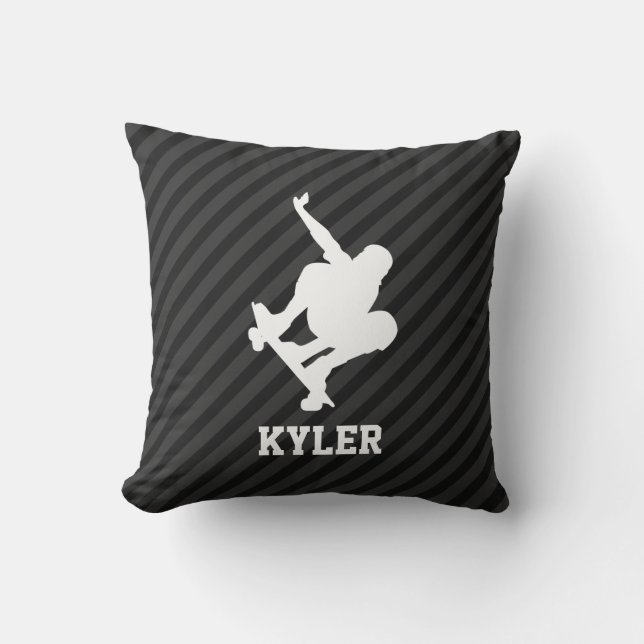 Skateboard; Black & Dark Grey Stripes Cushion (Front)