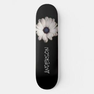 Skateboard Black White Daisy flower