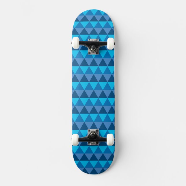 Skateboard - Blue Geometric Triangles (Front)