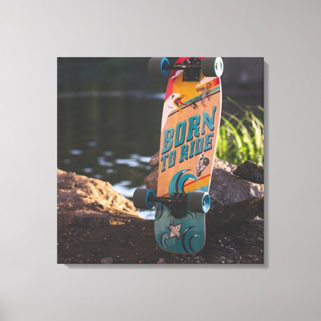 Skateboard Born To Ride Canvas Print (Front)