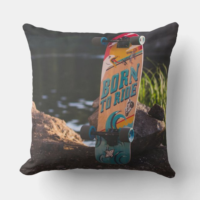 Skateboard Born To Ride Cushion (Front)