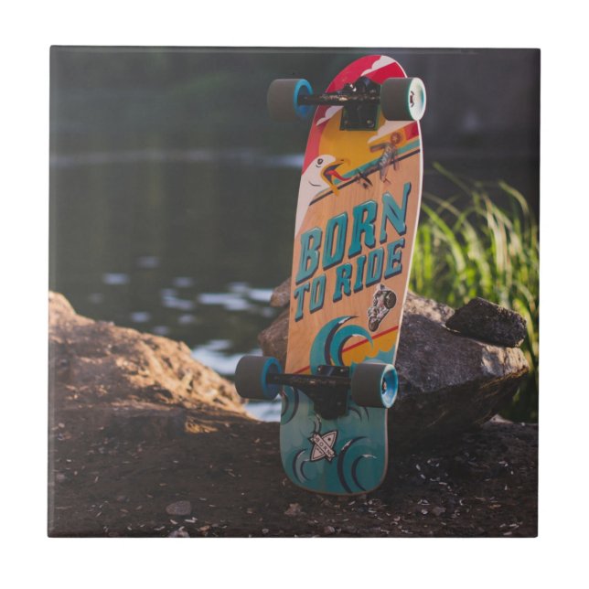 Skateboard Born To Ride Tile (Front)