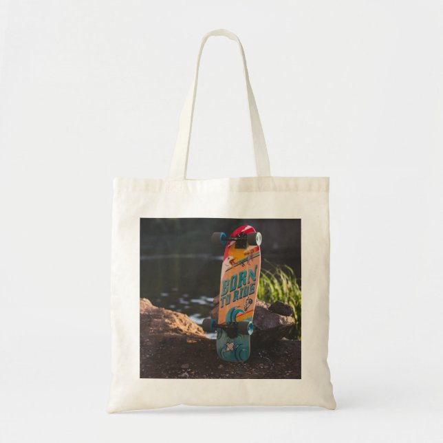Skateboard Born To Ride Tote Bag (Front)