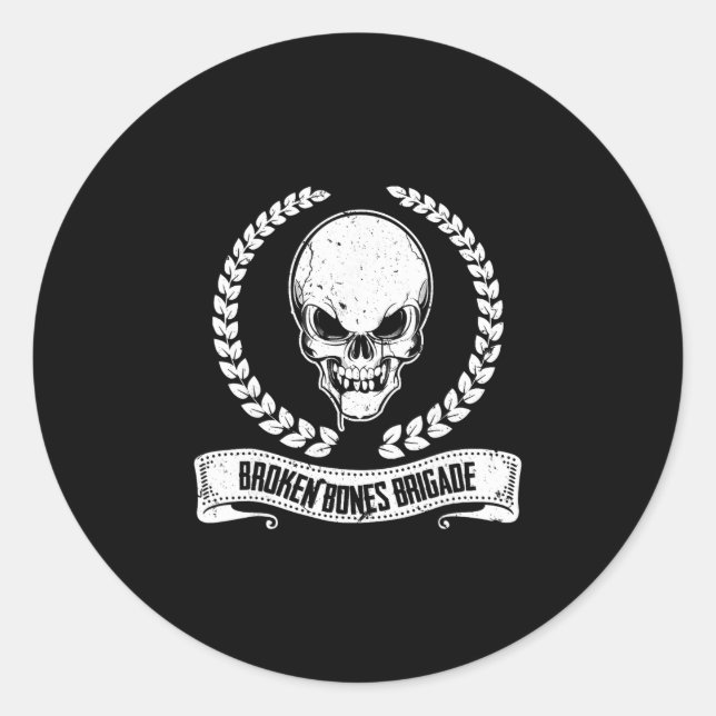 Skateboard Broken Bones  Classic Round Sticker (Front)