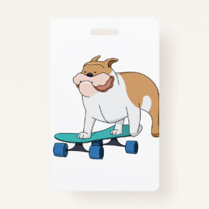 skateboard bulldog ID badge