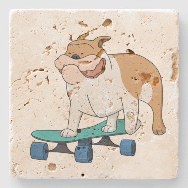 skateboard bulldog stone coaster (Front)