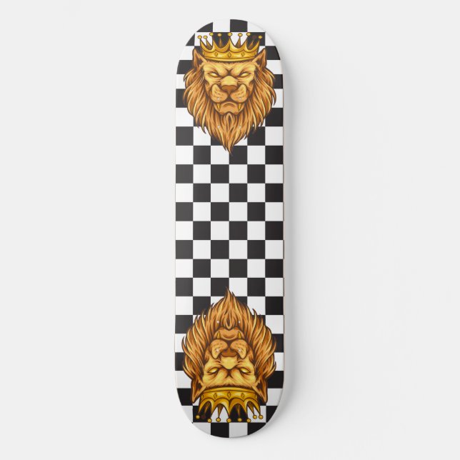 skateboard Chequerboard Rustic Lion King Crown (Front)