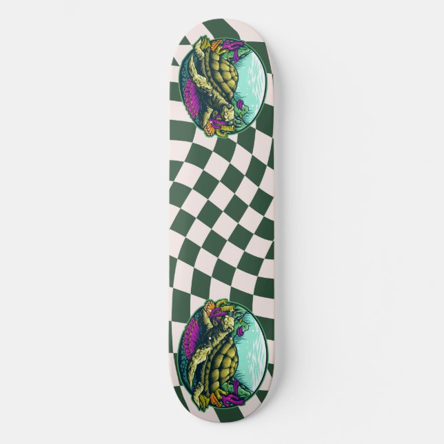 skateboard Chequerboard Turtle Shell Under Water (Front)
