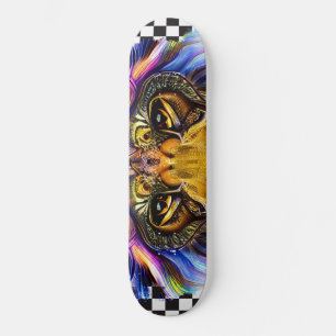 Skateboard Chequered Retro Cool Lion Eyes