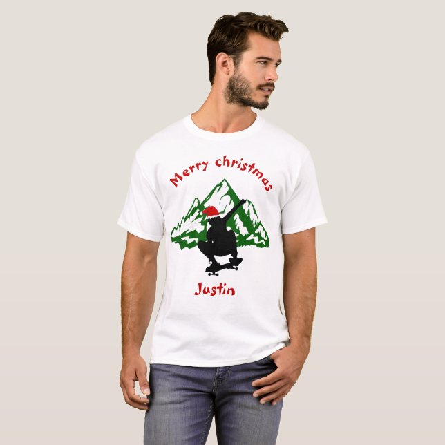 skateboard christmas gift, personalised name  T-Shirt (Front Full)