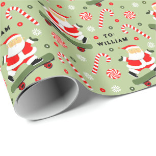 Skateboard Christmas Gift Wrapping Paper