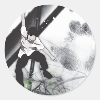 Skateboard Classic Round Sticker