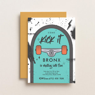 Skateboard Come Kick It Urban Birthday Invitation