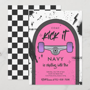 Skateboard Come Kick It Urban Sport Birthday Party Invitation