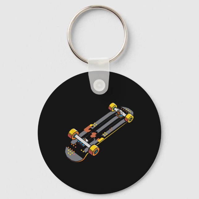 Skateboard Comic Style Skateboarding Fan  Key Ring (Front)